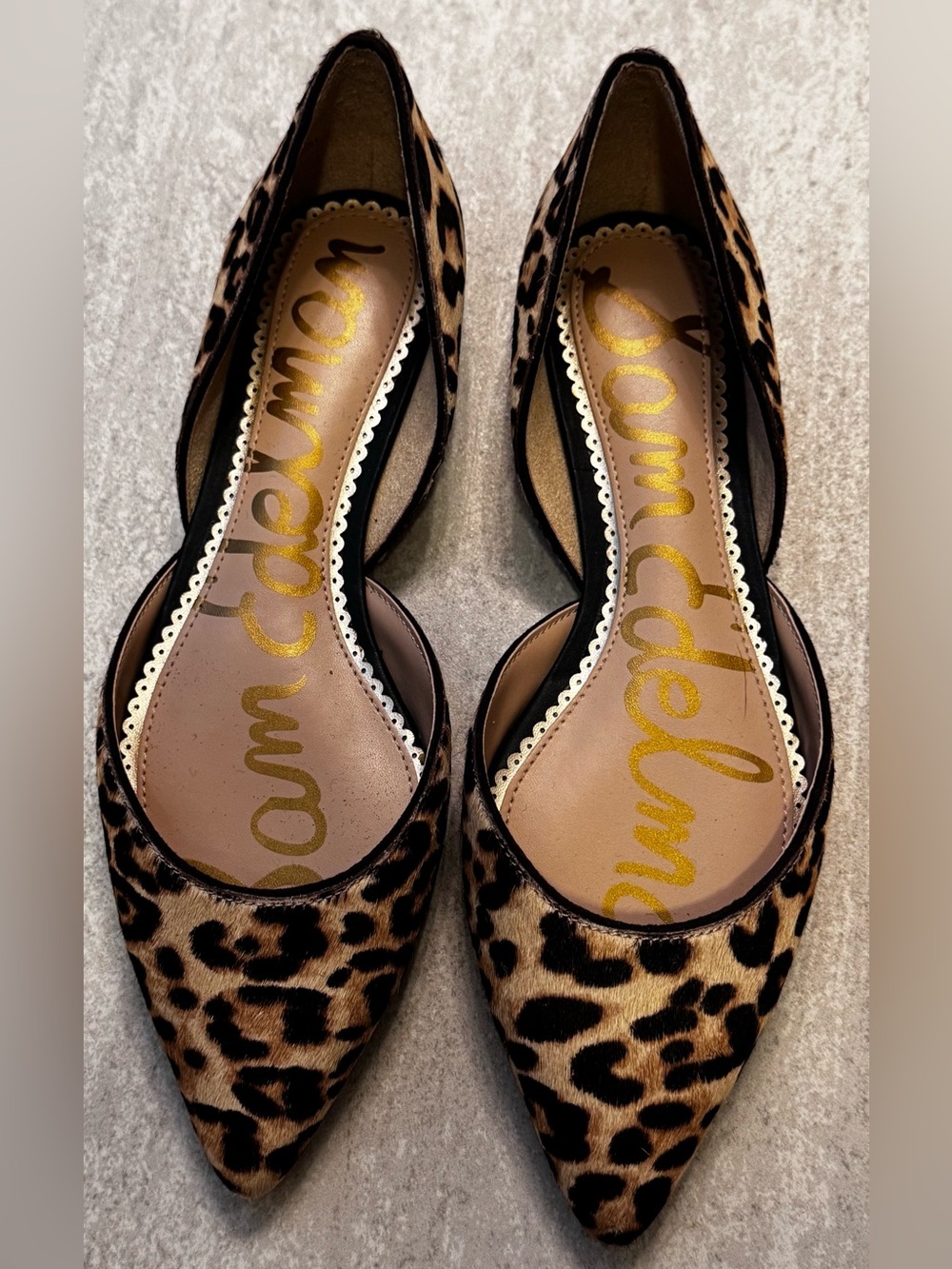 Sam Edelman Leopard Print Pointed Toe D'Orsay Flats - Brown, Black - Picture 1 of 3